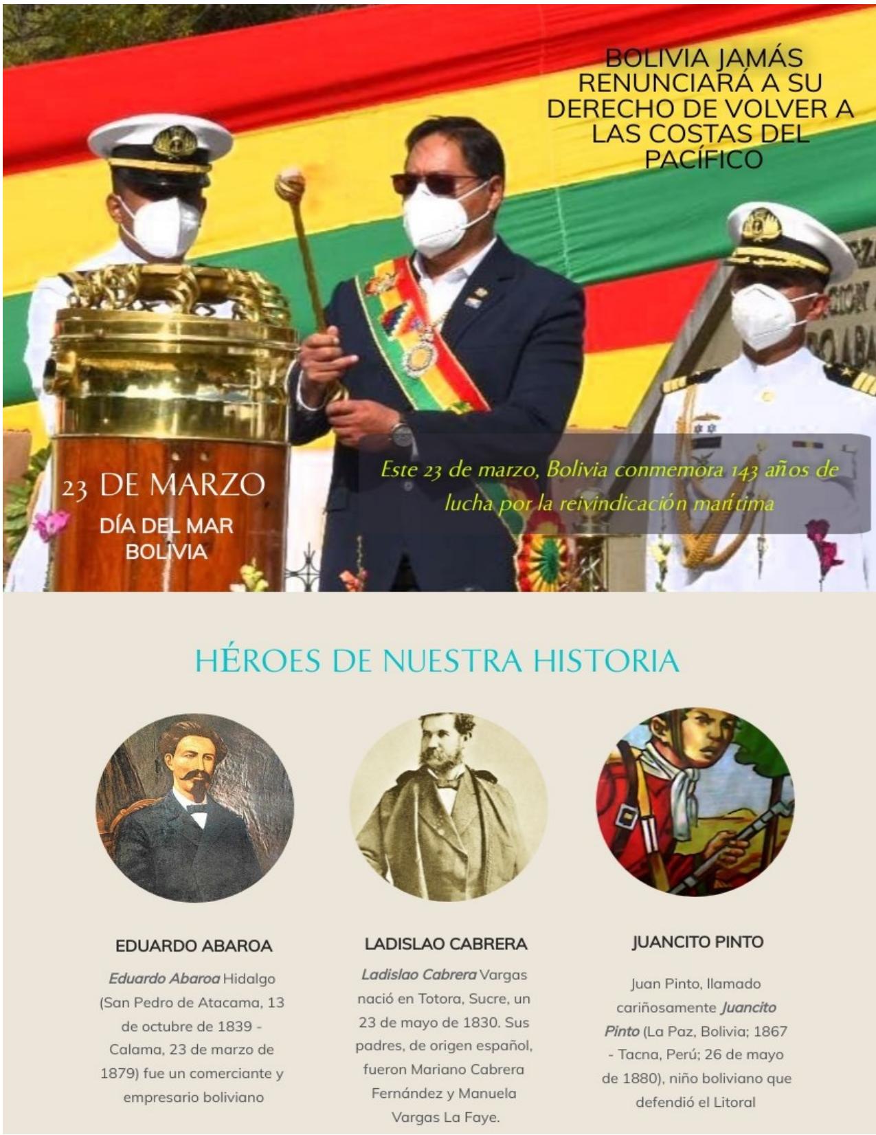23 de marzo, Bolivia conmemora 143 años de lucha por la reivindicación marítima