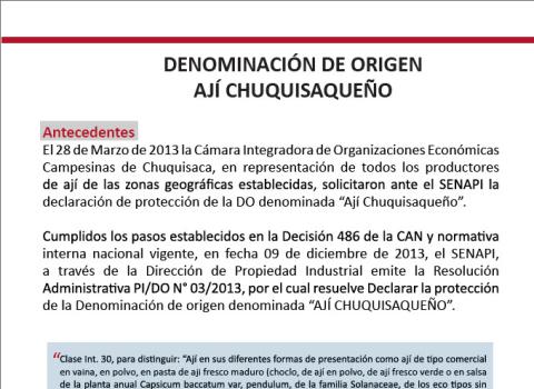 BOLETIN 20190206 01 DENOMINACIÓN DE ORIGEN - AJÍ CHUQUISAQUEÑO